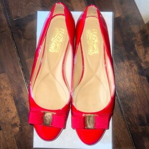 Brand New Women’s Salvatore Ferragamo Red Flats